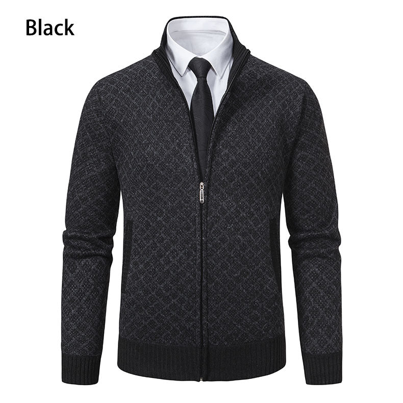 Men's zip-up cardigan with modern diamond pattern Skorter