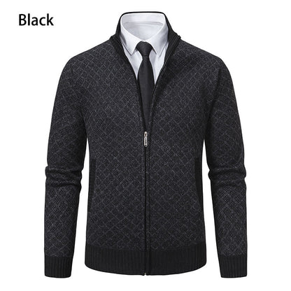 Men's zip-up cardigan with modern diamond pattern Skorter