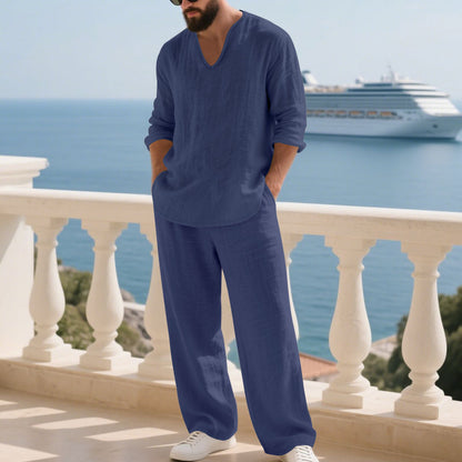 Luftig linnekostym för män Skorter