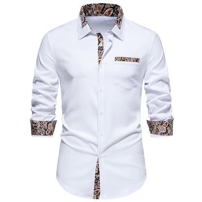 Men's long sleeve shirt with elegant paisley patterns Skorter