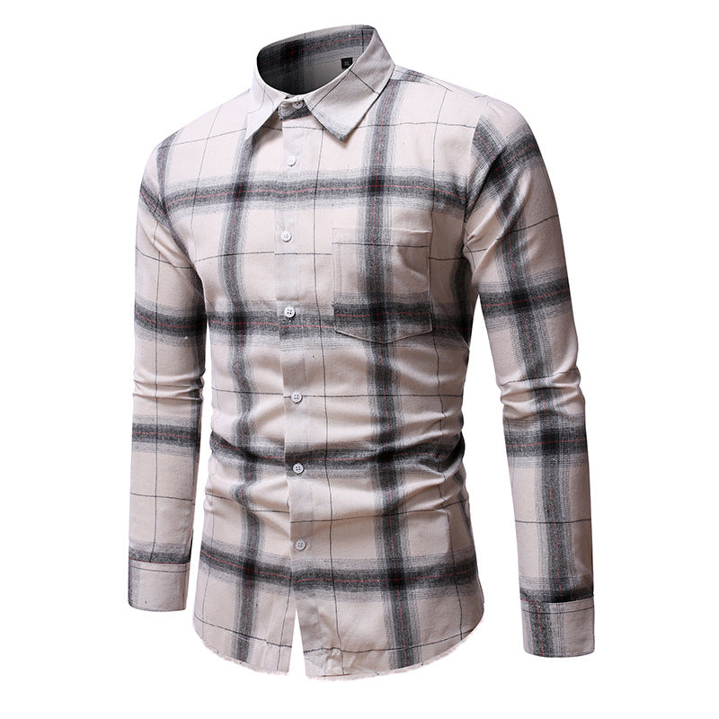 Men's Stylish Checkered Long Sleeve Shirt made of Soft Cotton Skorter