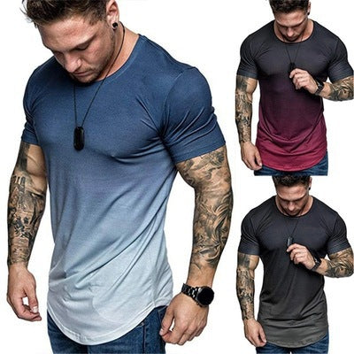 Men's sporty t-shirt with modern gradient and figure-hugging cut Skorter