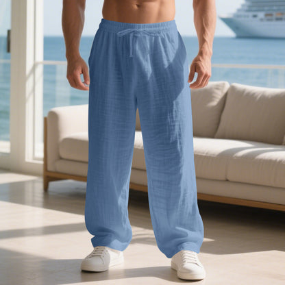 Men's airy beach pants with elastic waistband and side pockets Skorter