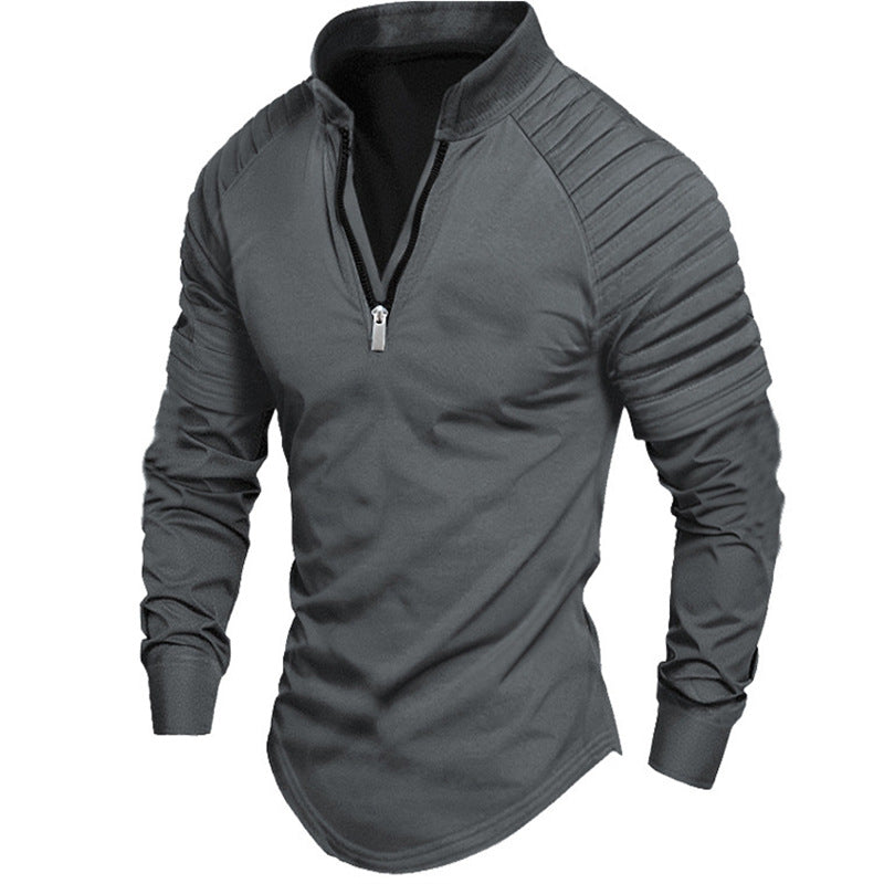 Men's sporty long-sleeve shirt with stand-up collar and zipper Skorter