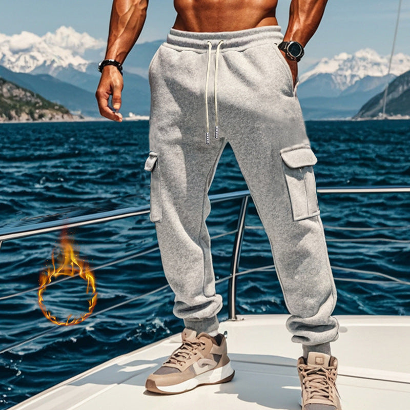 Men's Sporty Cargo Jogging Pants with Elastic Waistband and Practical Pockets Skorter