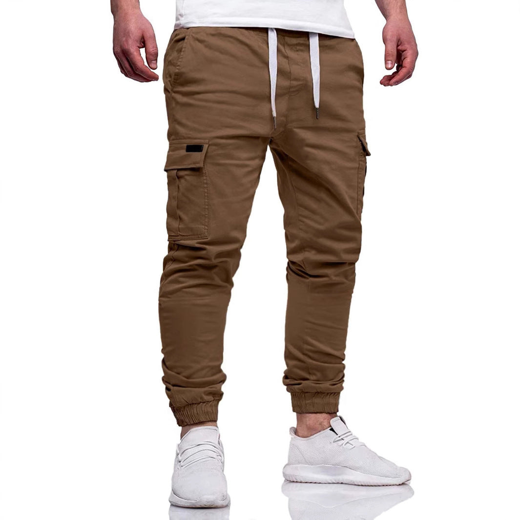 Men's Cargo Jogging Pants with Elastic Waistband and Multiple Pockets Skorter