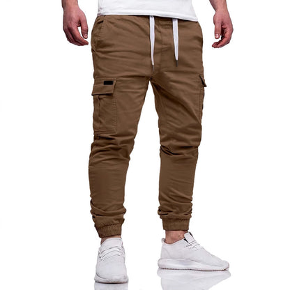 Men's Cargo Jogging Pants with Elastic Waistband and Multiple Pockets Skorter