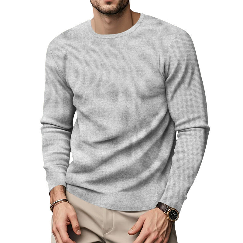 Men's round neck pullover with textured design and fashionable cut Skorter