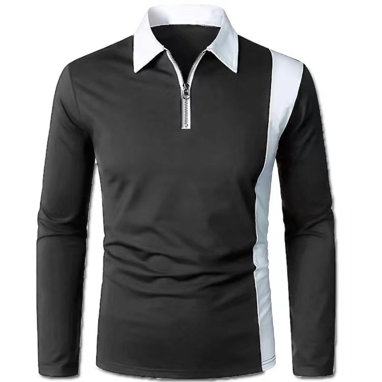 Men's sporty long-sleeve shirt with modern zipper and stylish color contrast Skorter