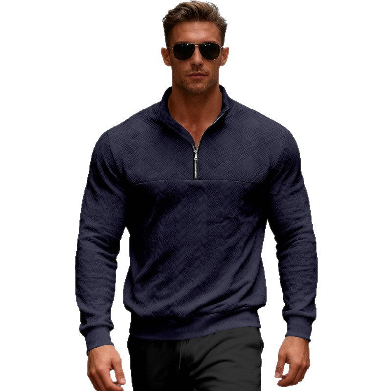 Men's sporty sweater with high collar and fashionable zipper Skorter