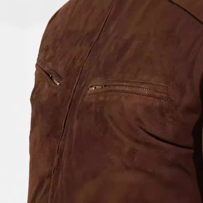 Men's suede jacket in modern design with practical pockets Skorter