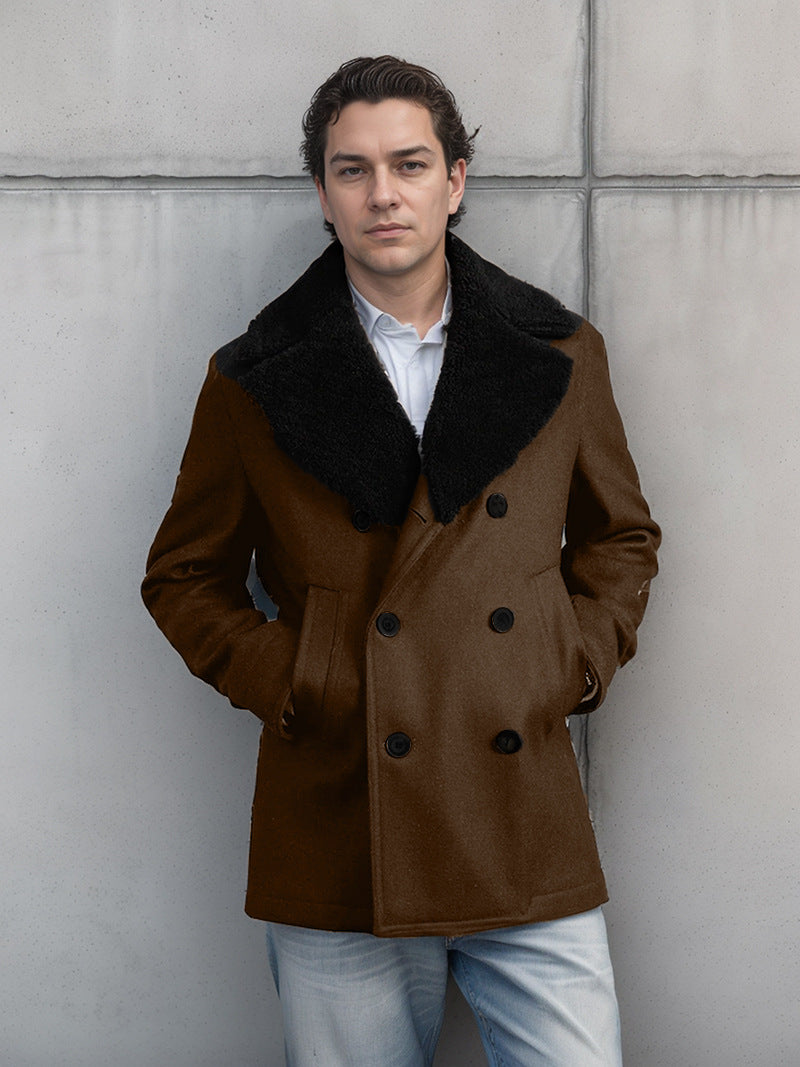Men's wool coat with contrasting collar Skorter
