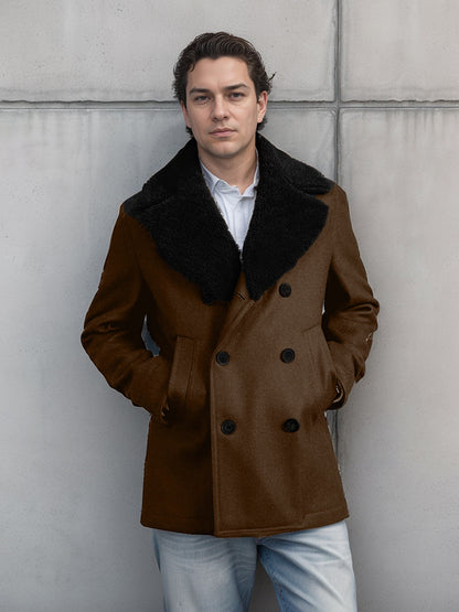 Men's wool coat with contrasting collar Skorter