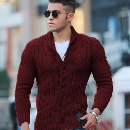 Men's cardigan with unique cable pattern and trendy shawl collar Skorter