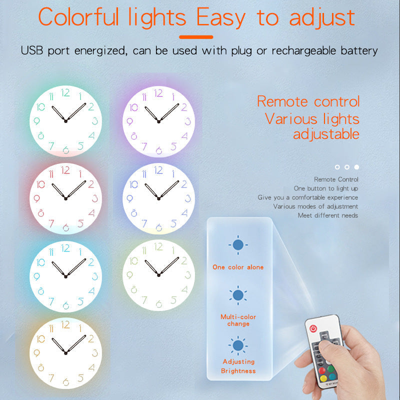 Skorter | Atmospheric LED Light Silent Wall Decor Clock
