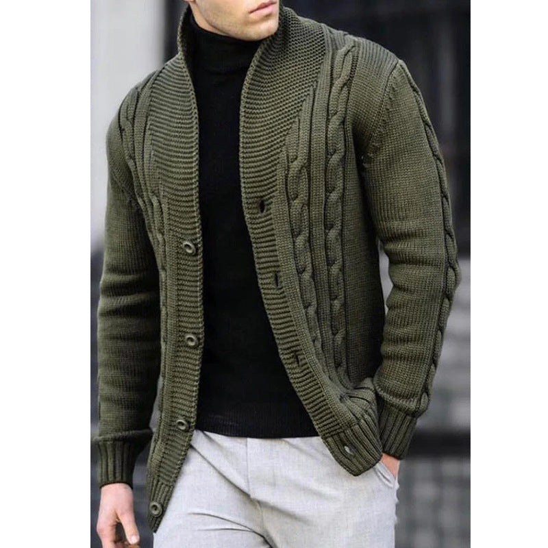 Men's cardigan with robust cable pattern and durable button closure Skorter