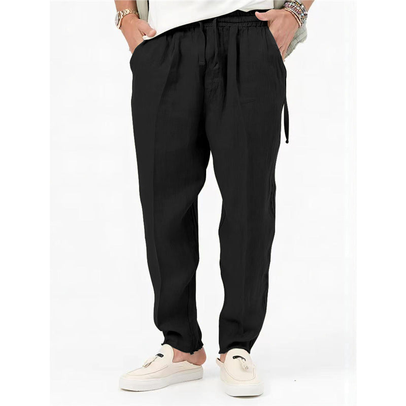 Luftiga sommarbyxor för män med resår i midjan och sidofickor Skorter