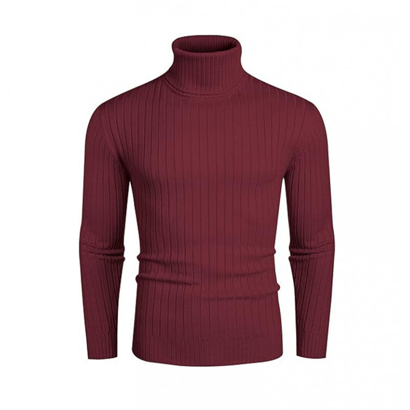 Men's turtleneck sweater made of high-quality knitted materials with an elegant ribbed structure Skorter