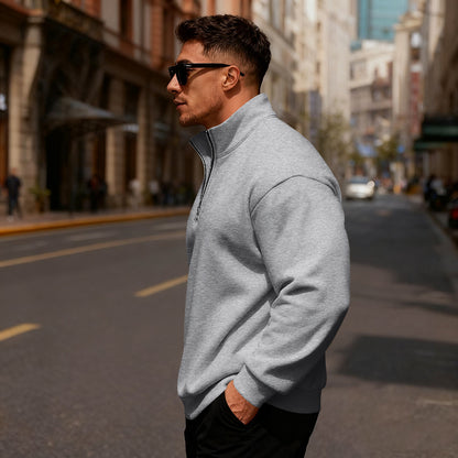 Men's sporty sweater with stand-up collar and half zipper Skorter