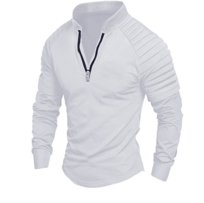 Men's training shirt with high collar and subtle zipper Skorter