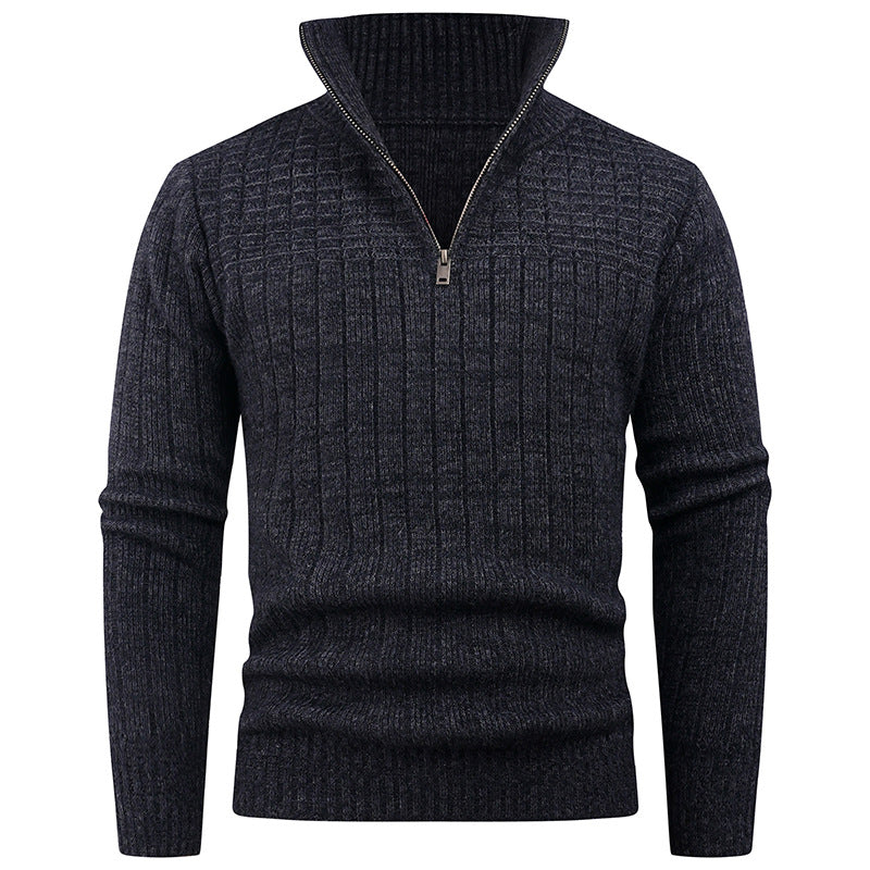 Men's turtleneck sweater with high-quality ribbed structure and modern zipper Skorter