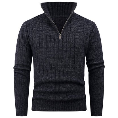 Men's turtleneck sweater with high-quality ribbed structure and modern zipper Skorter