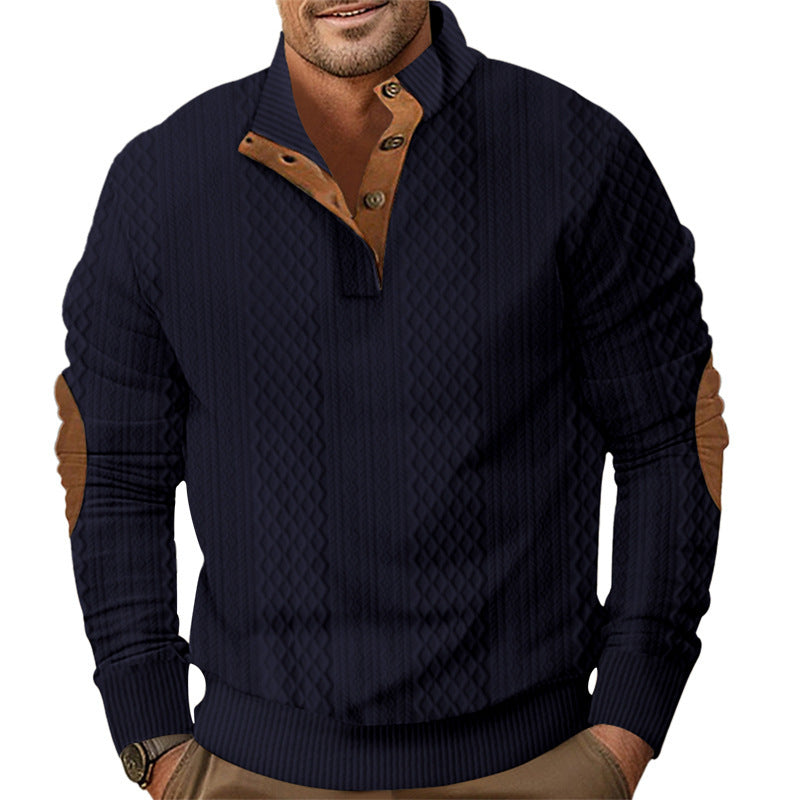 Men's stylish knit sweater with innovative collar and elegant contrast details Skorter