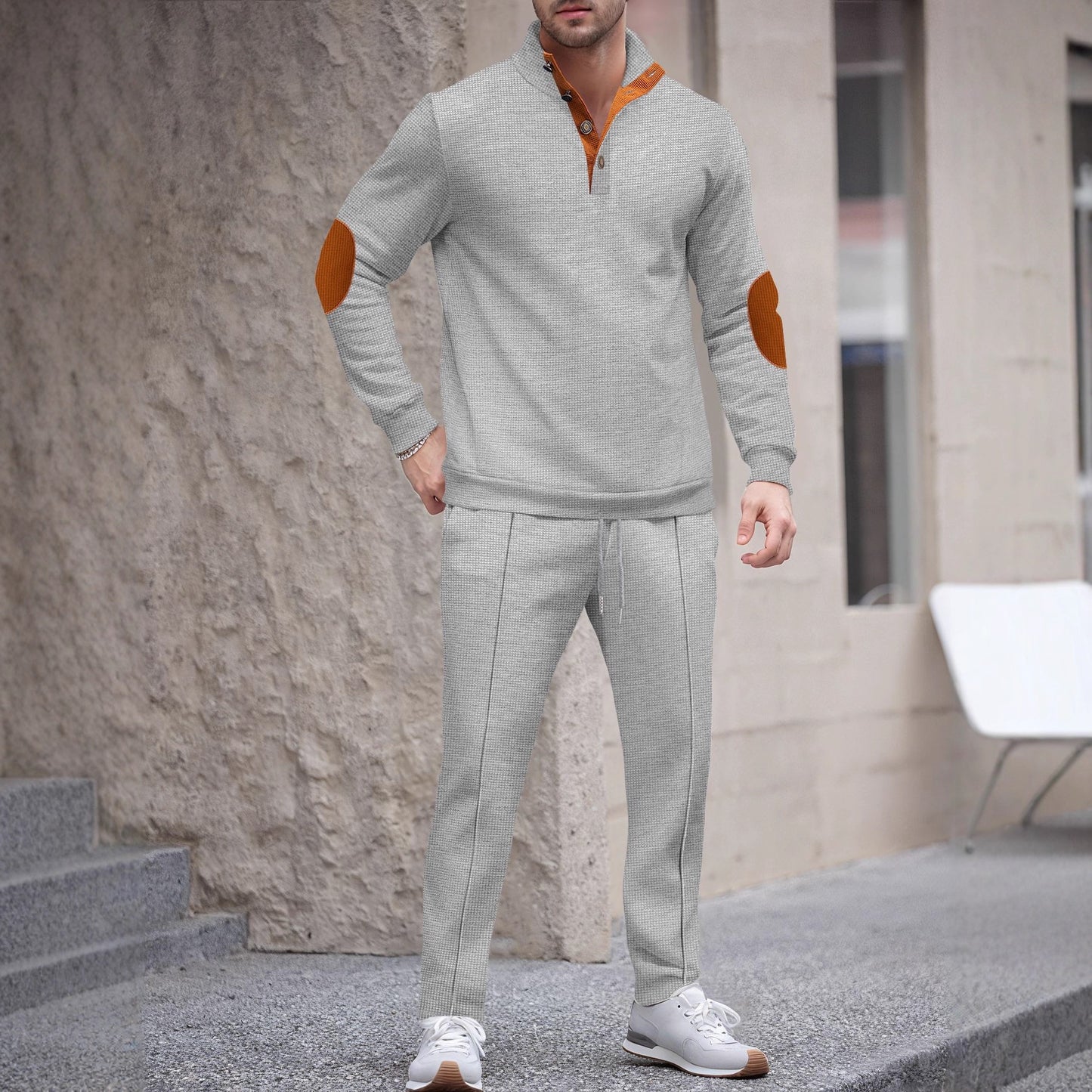 Men's sporty set with modern collar and elegant applications Skorter