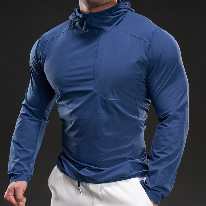 Herrskjorta med lång ärm och huva, andningsbar, kortärmad