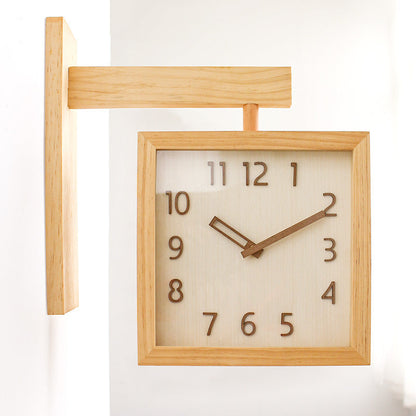 Skorter | Wall-Corner-Two-Sided Wood-Analog-Clock