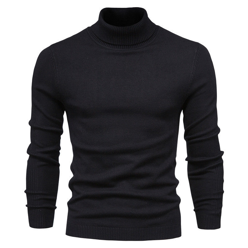Men's sweater with high collar and fine rib pattern Skorter