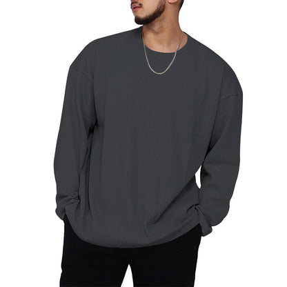 Men's long sleeve shirt with textured rib pattern and modern fit Skorter