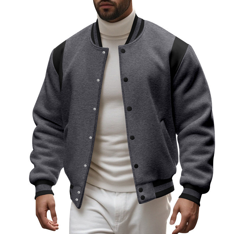 Men's Sporty College Jacket with Modern Design and Contrast Sleeves Skorter