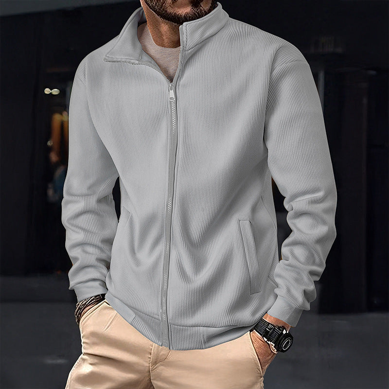 Men's Stylish Jacket with Zipper and High Collar Skorter