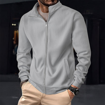 Men's Stylish Jacket with Zipper and High Collar Skorter