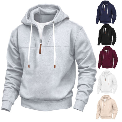 Men's sporty hoodie with half zip and elastic cuff Skorter