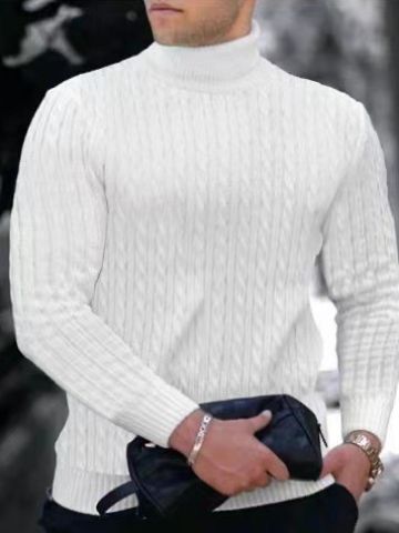 Men's turtleneck sweater with textured knit pattern Skorter