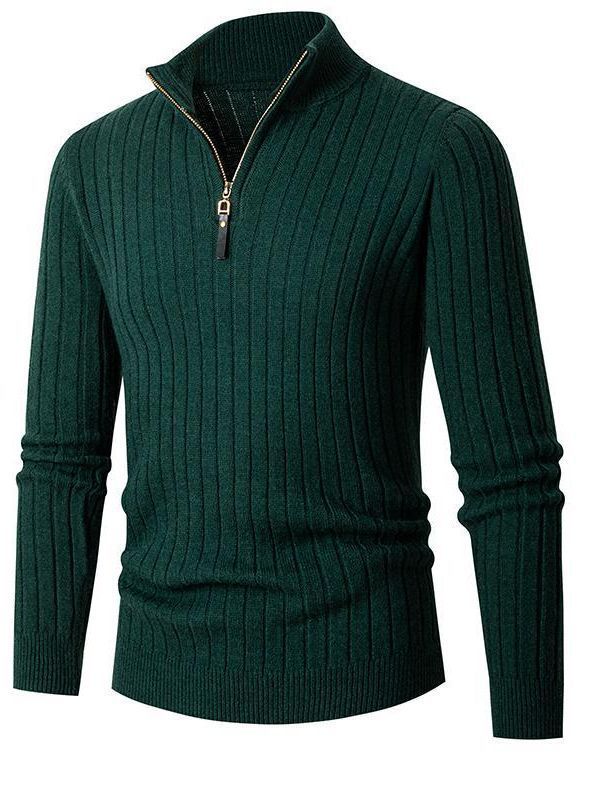 Men's pullover with stand-up collar and textured rib design Skorter