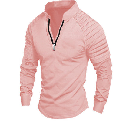 Men's training shirt with high collar and subtle zipper Skorter