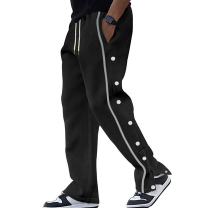 Men's Sporty Training Pants with Side Snap Button Details Skorter