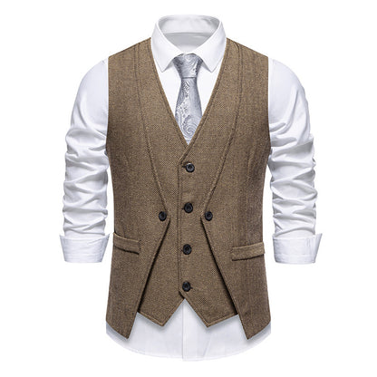 Men's suit vest in elegant herringbone design with practical pockets Skorter