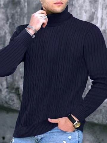Men's turtleneck sweater with textured knit pattern Skorter