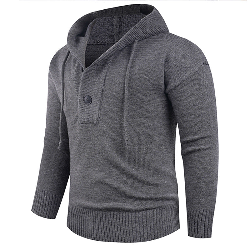 Men's stylish hooded sweatshirt with button detail Skorter