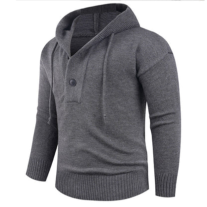 Men's stylish hooded sweatshirt with button detail Skorter