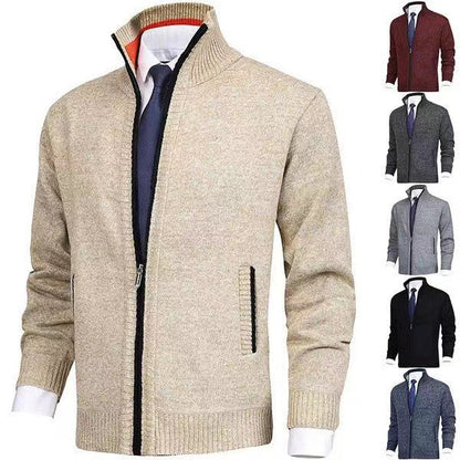 Men's stylish cardigan with high collar and elegant contrast details Skorter
