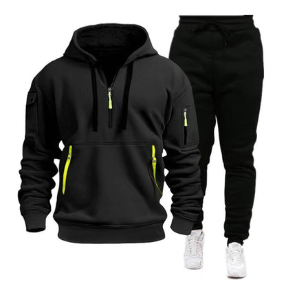 Men's sporty hoodie and jogger suit with functional zip pockets Skorter