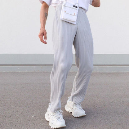 Men's stylish pleated chinos with elastic waistband Skorter