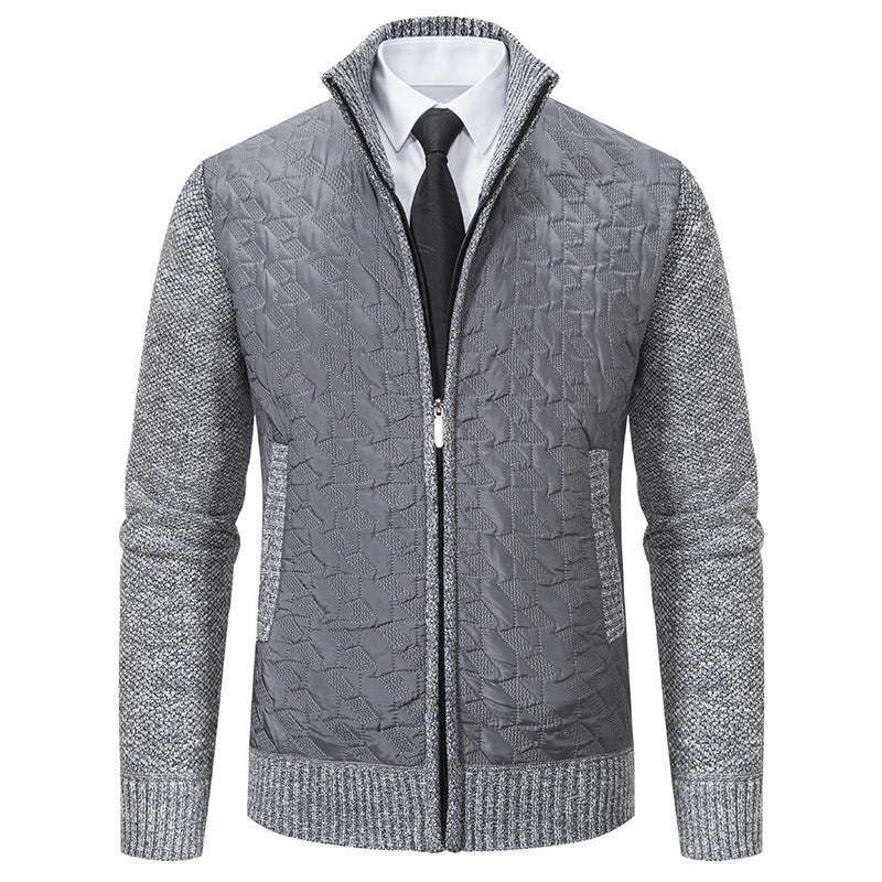 Men's stylish padded jacket with textured outer material and high collar Skorter