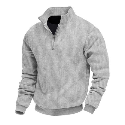 Men's sporty pullover with standing collar and attractive textured pattern Skorter