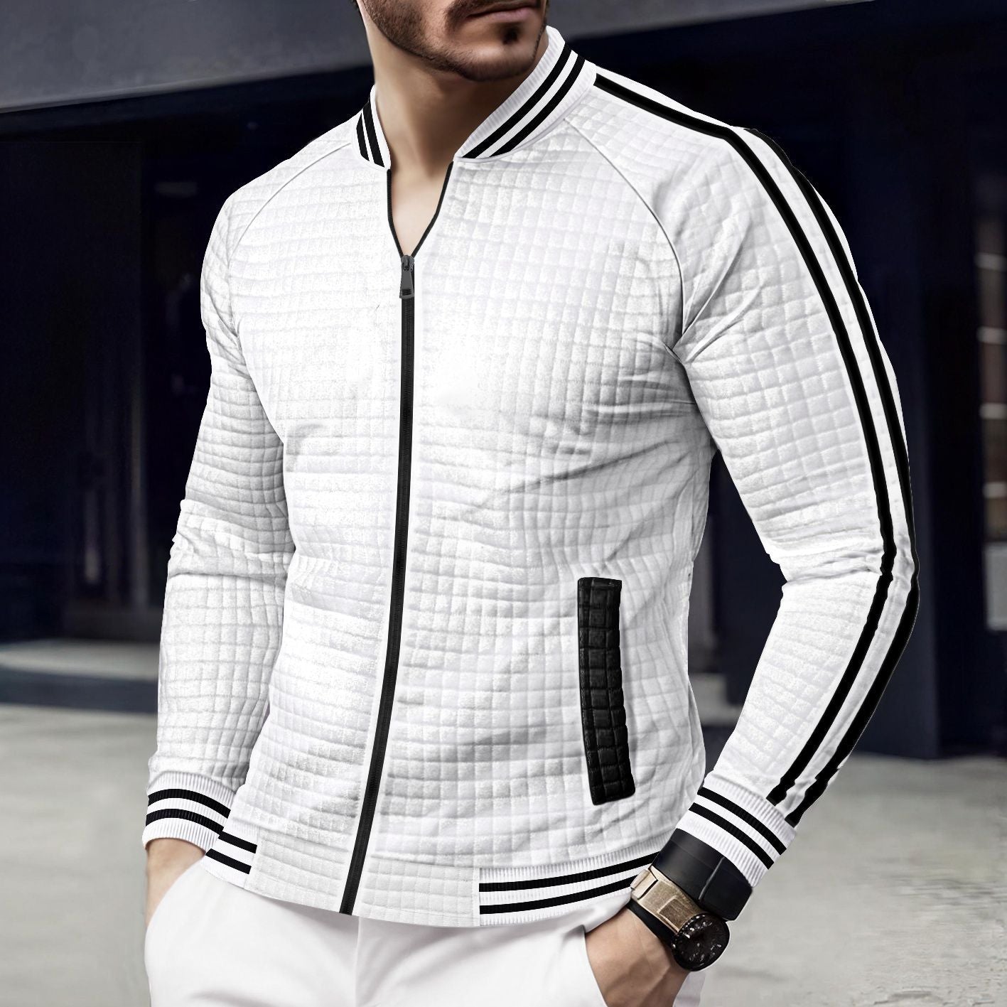 Men's sporty quilted jacket with modern cut and practical zip pockets Skorter